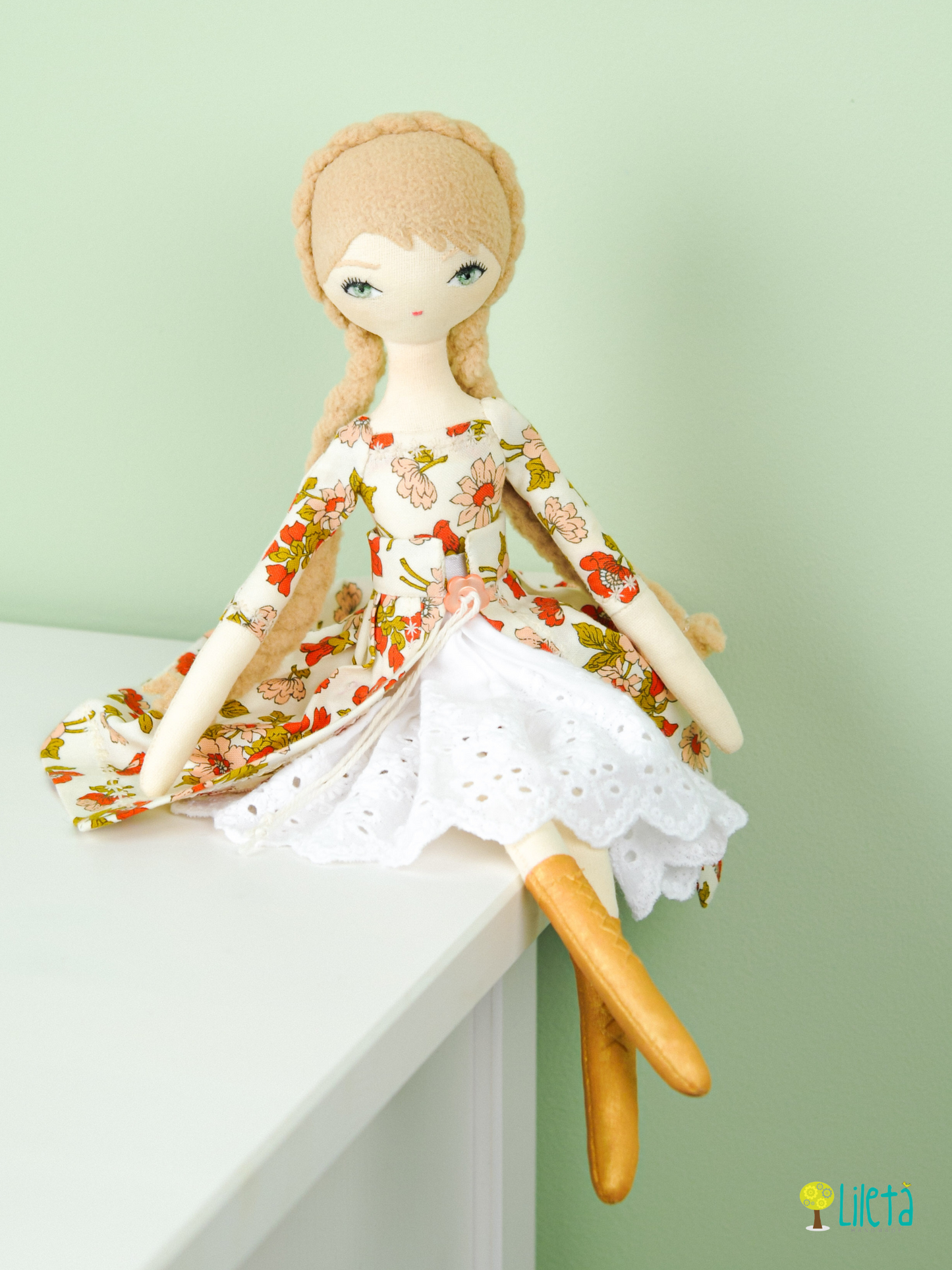 Élodie – The Wildflower Dreamer | Boho-inspired heirloom doll with poetic charm | 34 cm | Unique handmade creation | The Gracious Sisters Collection